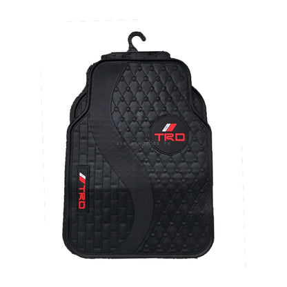 TRD Universal PVC Rubber Floor Mat Black Mix Design 5 Pcs - Foot Mat For Car