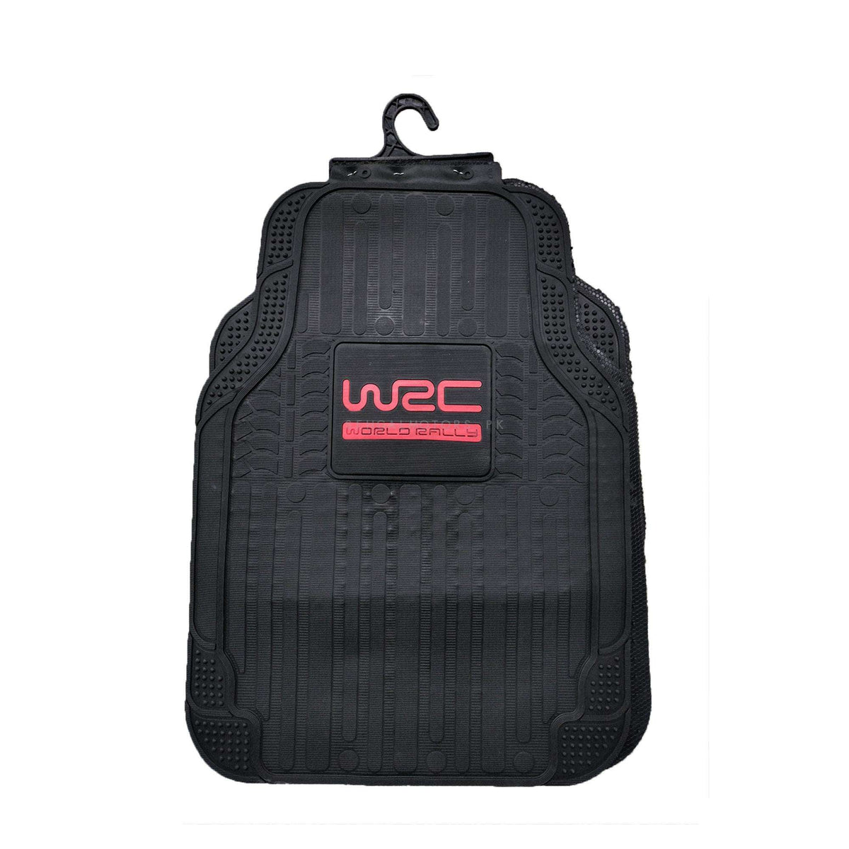 W2C World Rally Universal PVC Rubber Floor Mat 5 Pcs - Black With Red Mix Design -  Foot Mat For Car