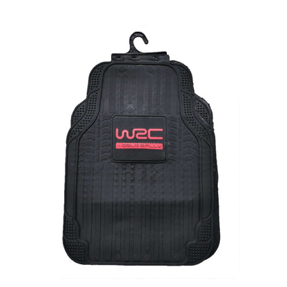 W2C World Rally Universal PVC Rubber Floor Mat 5 Pcs - Black With Red Mix Design -  Foot Mat For Car