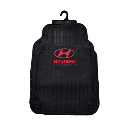 Hyundai Universal PVC Rubber Floor Mat Black Mix Design 5 Pcs - Foot Mat For Car