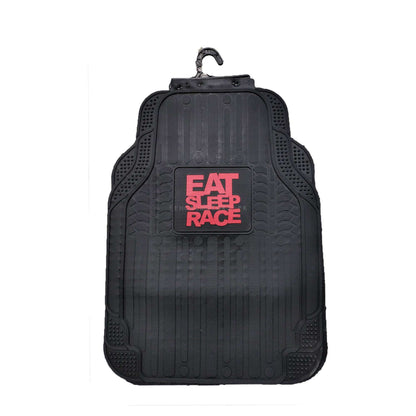 Eat Sleep Race Universal PVC Rubber Floor Mat Mix Design 5 Pcs - Foot Mat For Car