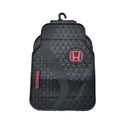 Honda Universal PVC Rubber Floor Mat Black Mix Design 5 Pcs - Foot Mat For Car