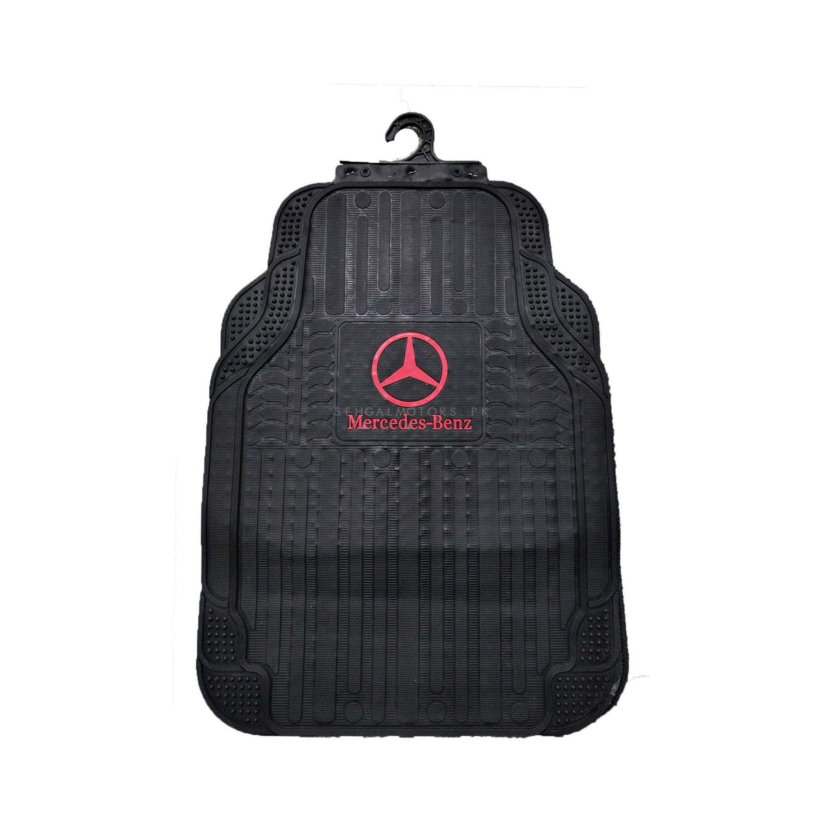 Mercedes Benz Universal PVC Rubber Floor Mat  5 Pcs - Black With Red Mix Design - Foot Mat For Car