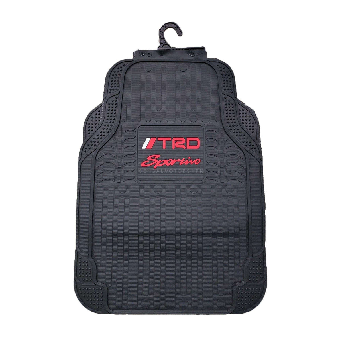 TRD Sportivo Universal PVC Rubber Floor Mat Black and Red Mix Design - 5 Pcs - Foot Mat For Car