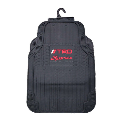 TRD Sportivo Universal PVC Rubber Floor Mat Black and Red Mix Design - 5 Pcs - Foot Mat For Car