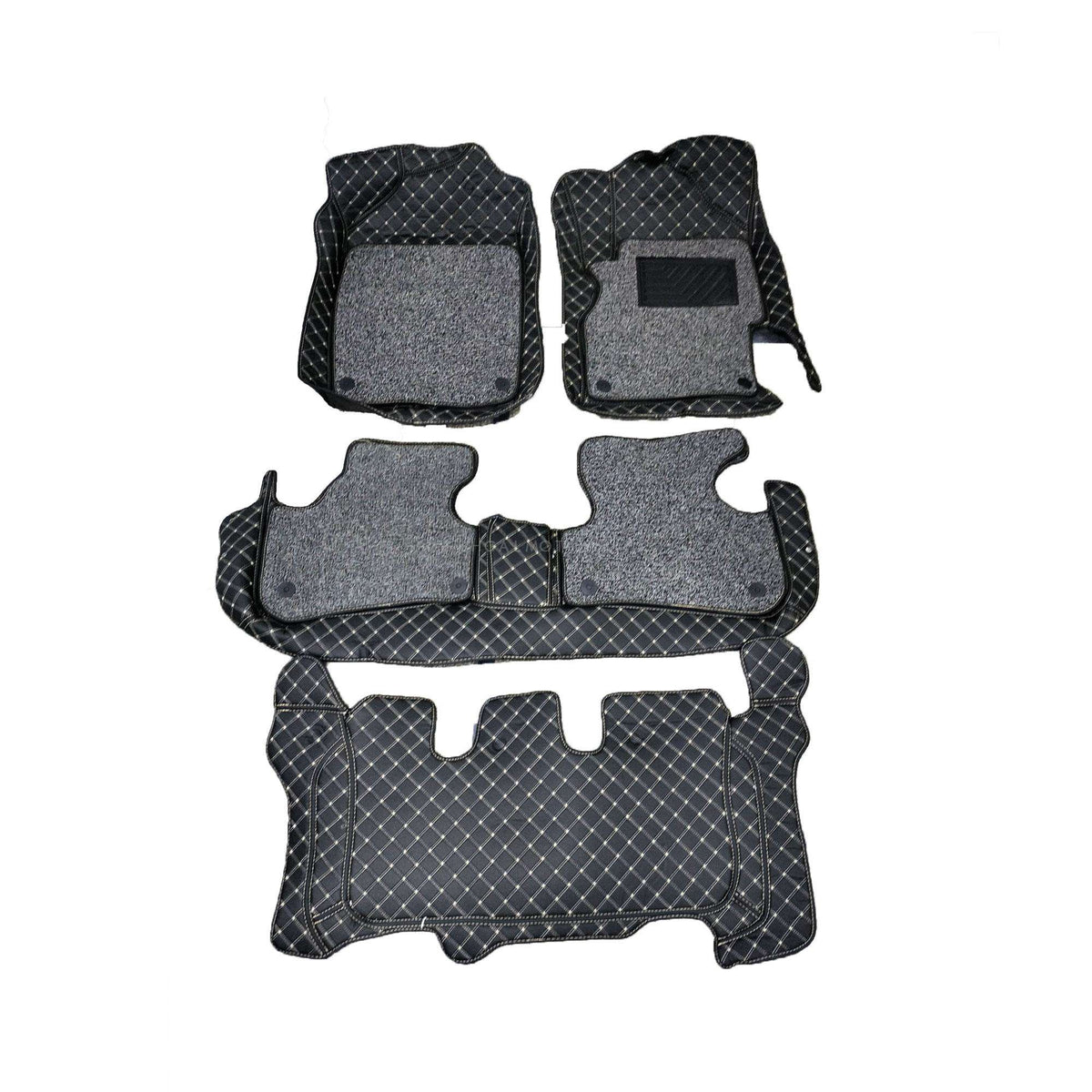 Honda BRV 9D Floor Mats Mix Thread  4 Pcs 2017 - 2026 - Black With Gray Grass