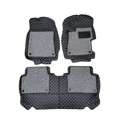 Honda Civic 9D Floor Mats Mix Thread 2012 - 2015 - Black With Grey Grass