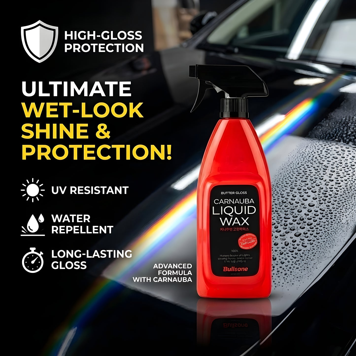 Bullsone Carnauba Liquid Wax | Premium Car Polish & PPF Safe High Gloss Protection
