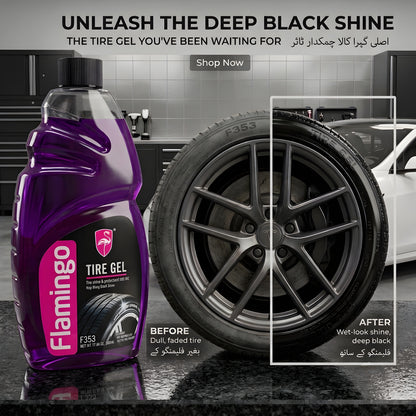 Flamingo Tire Gel | Long-Lasting Tire Shine &amp; UV Protection Gel