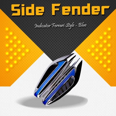 Side Fender Indicator Ferrari Style - Blue - Auto Car LED Fender Turn signal Side Marker Light Lamp Indicator